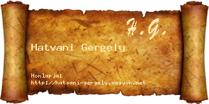 Hatvani Gergely névjegykártya